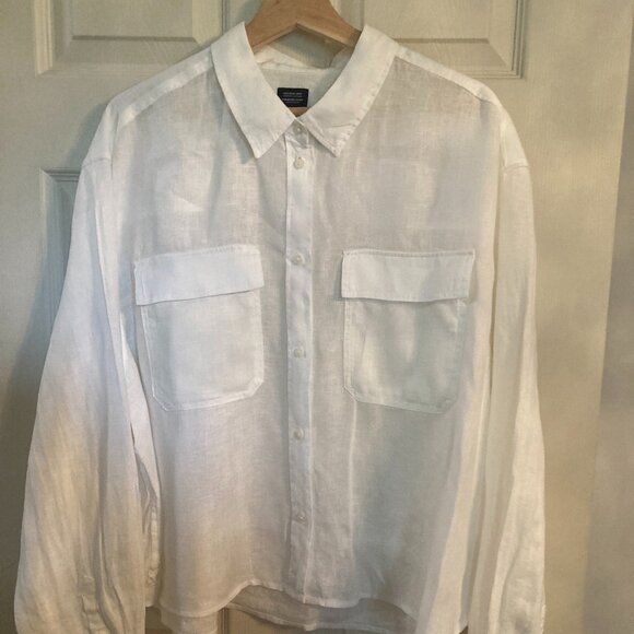 GAP Cropped White Linen Shirt - NWT - Picture 1 of 8
